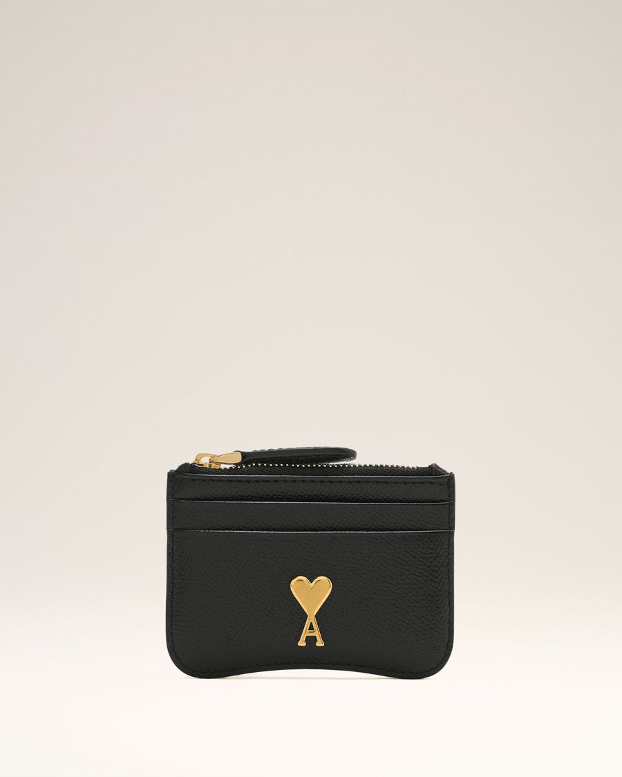 Black Leather Zipped Card Holder