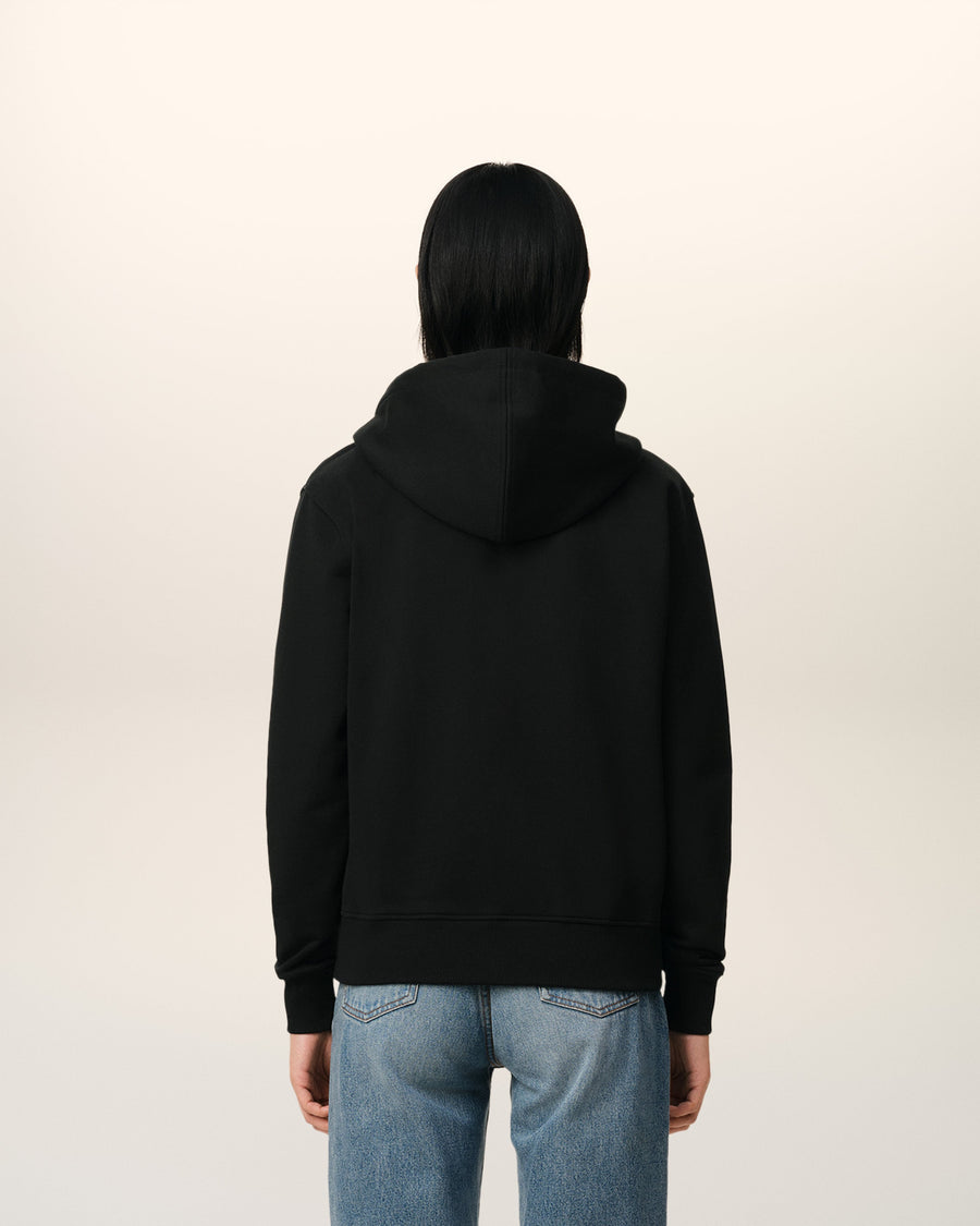 Black Organic Cotton Ami De Coeur Zipped Hoodie
