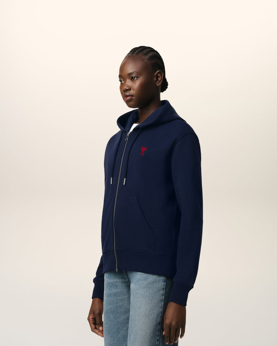 Blue Organic Cotton Ami De Coeur Zipped Hoodie