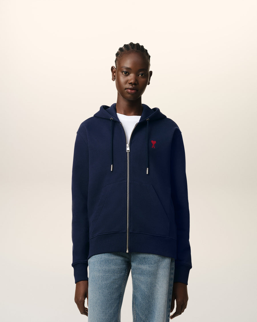 Blue Organic Cotton Ami De Coeur Zipped Hoodie