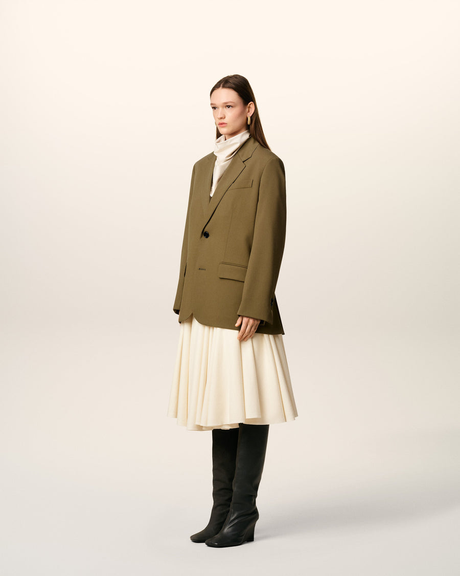 Green Wool Loose Single Breasted Jacket