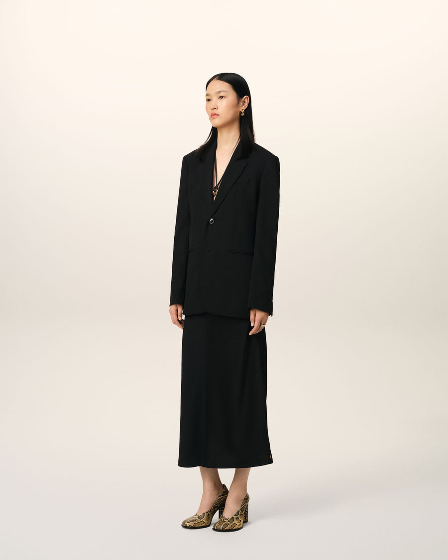 Black Wool Semi-Lined Jacket