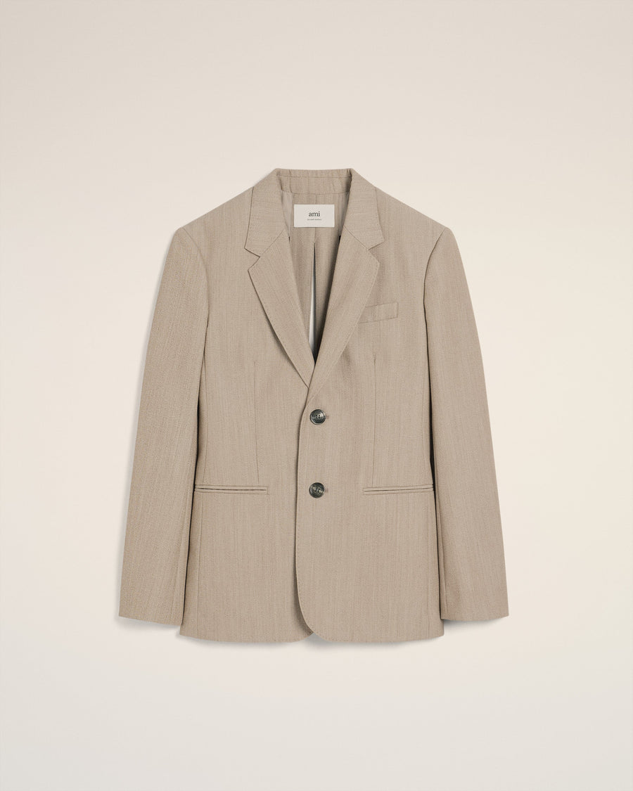 Beige Wool Back Slit Jacket