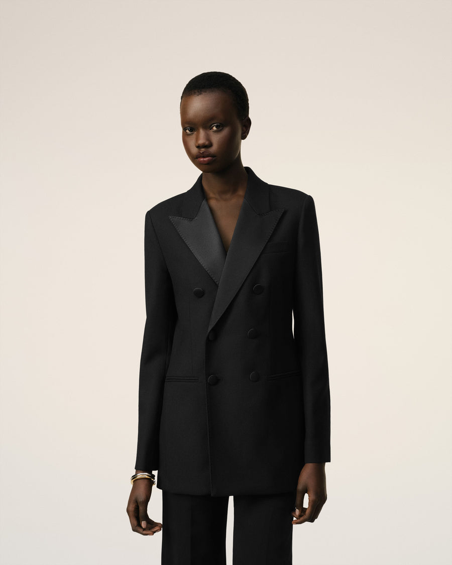 Black Wool Double Breasted Jacket