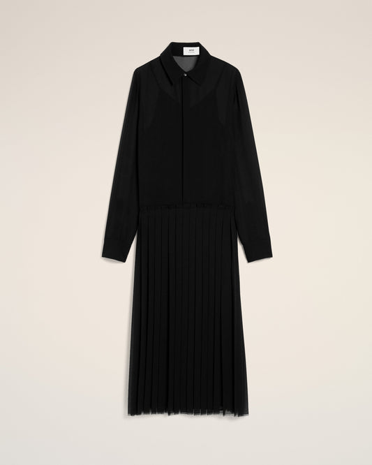Black Pleated Midi Dress