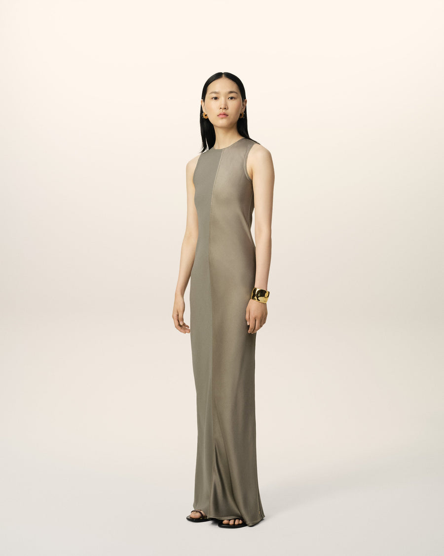 Beige Long Straight Dress