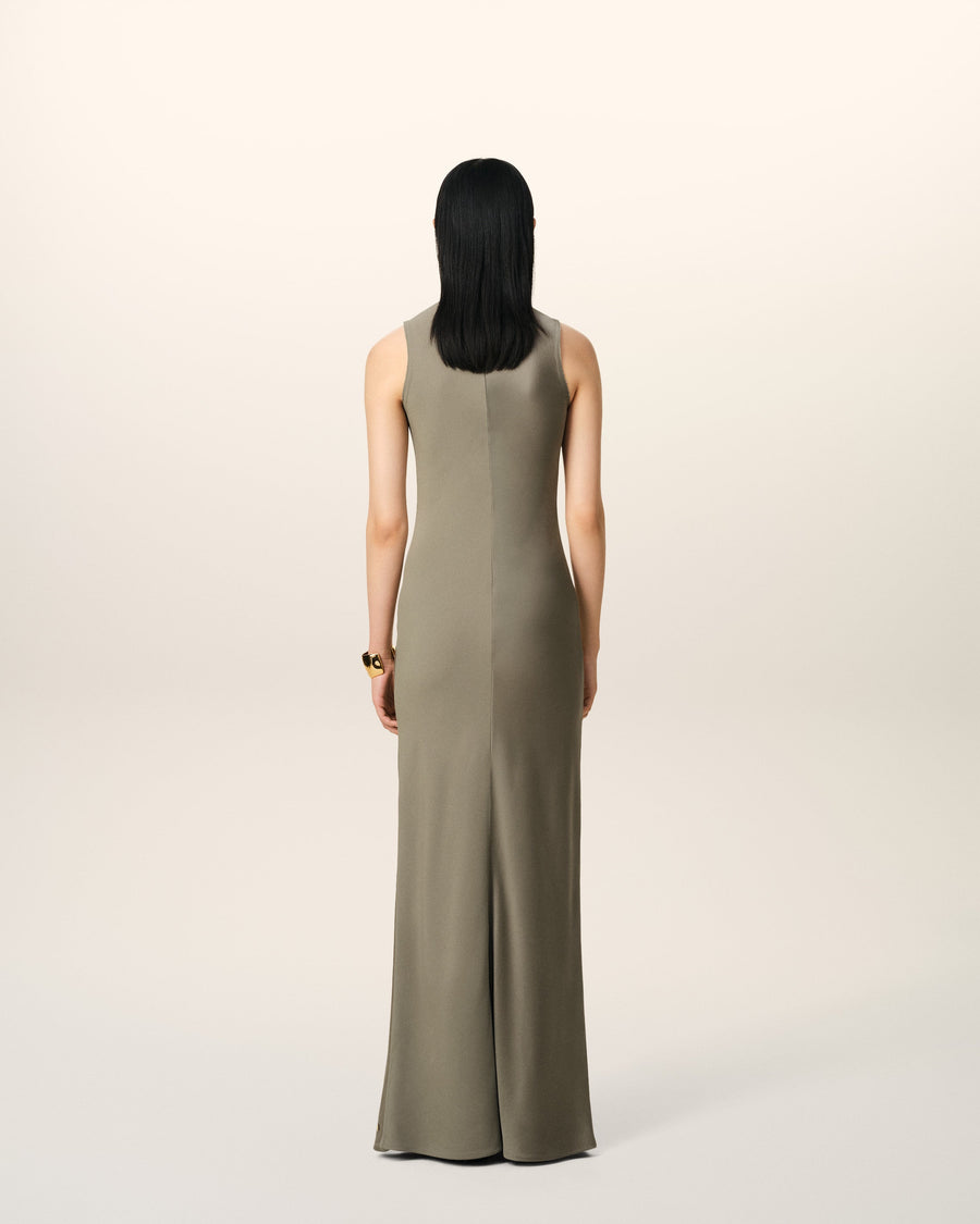 Beige Long Straight Dress