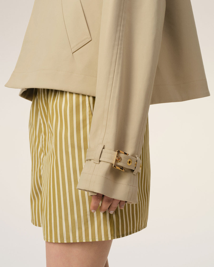 Beige Cotton Buttoned Jacket