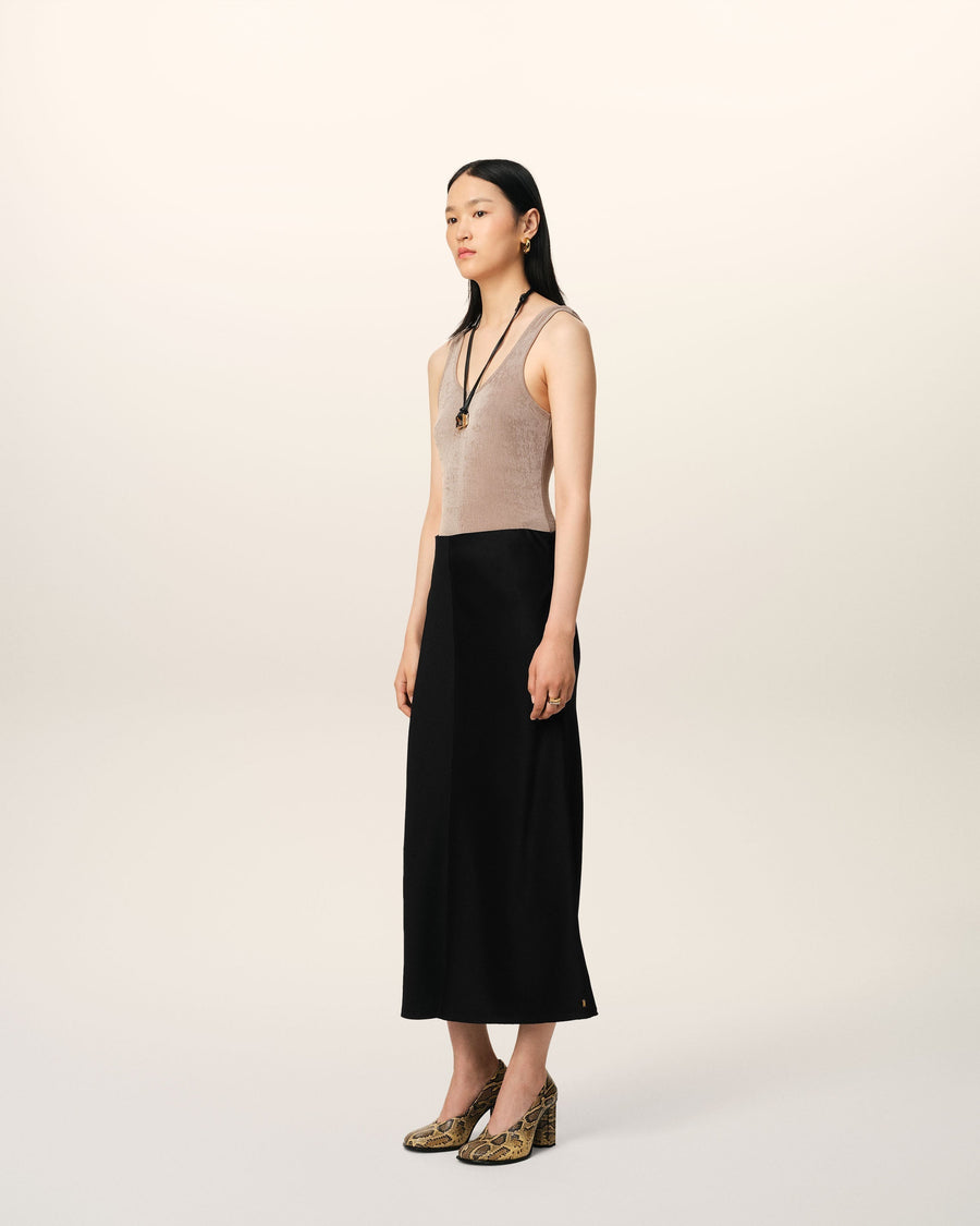 Black Straight Midi Skirt