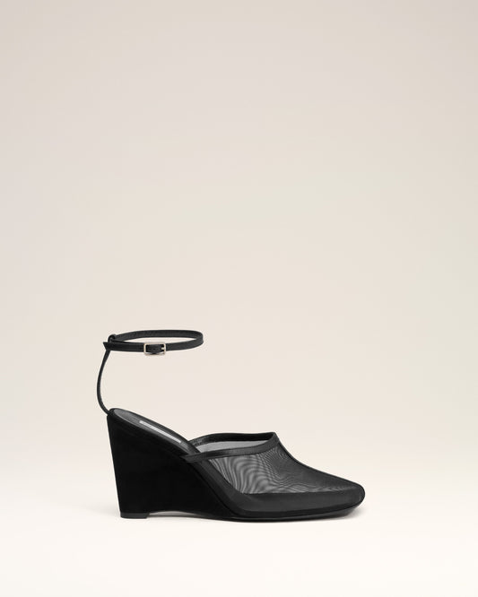 Black Wedge Mules