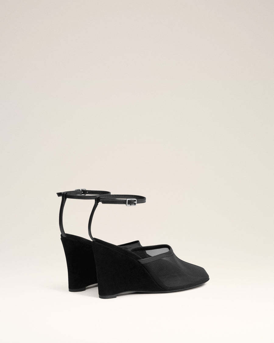 Black Wedge Mules