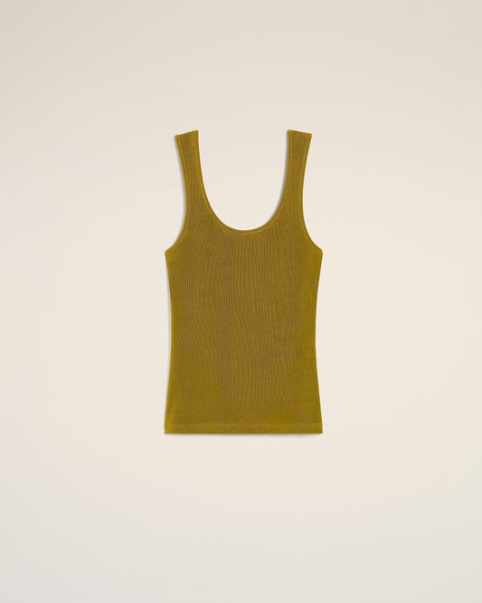 Khaki Light Shiny Rib Jersey Tanktop