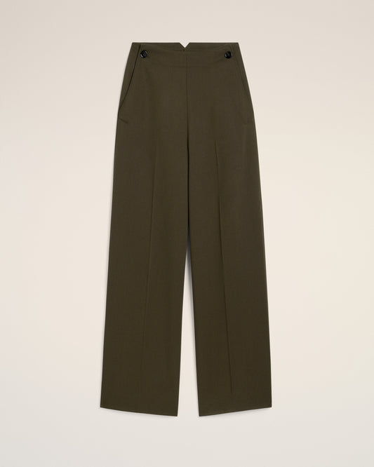Green Wool Sailor Trousers