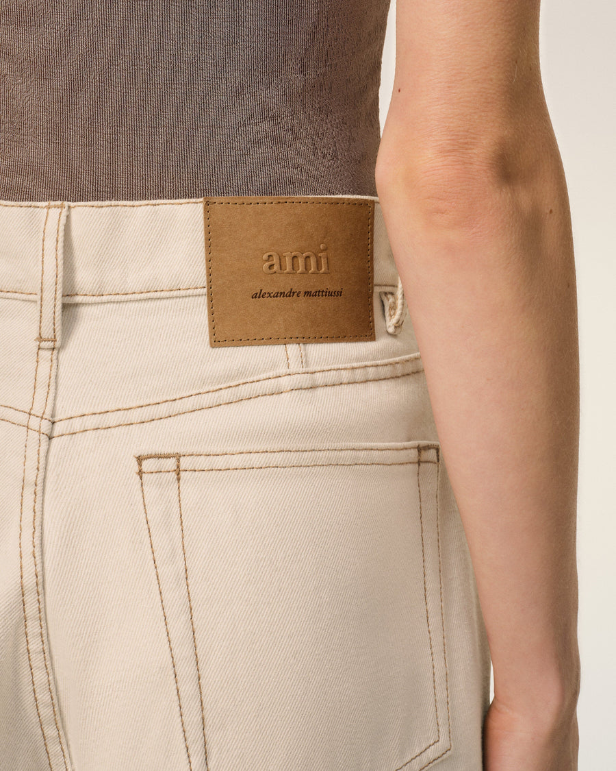 Beige Cotton Wide Fit Jeans