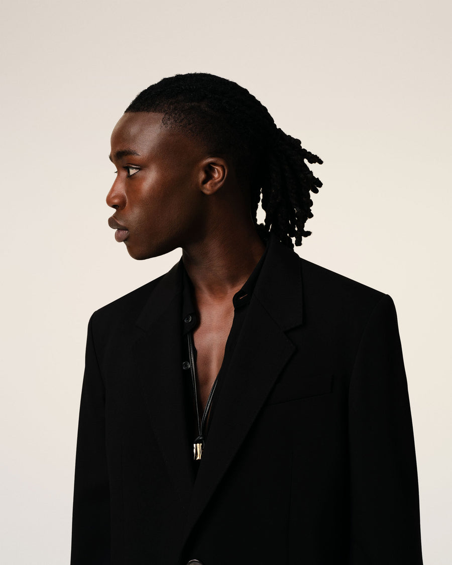 Black Wool Semi-Lined Jacket