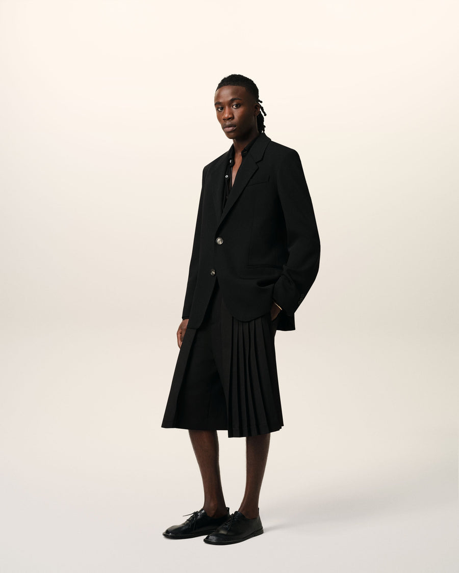 Black Wool Semi-Lined Jacket