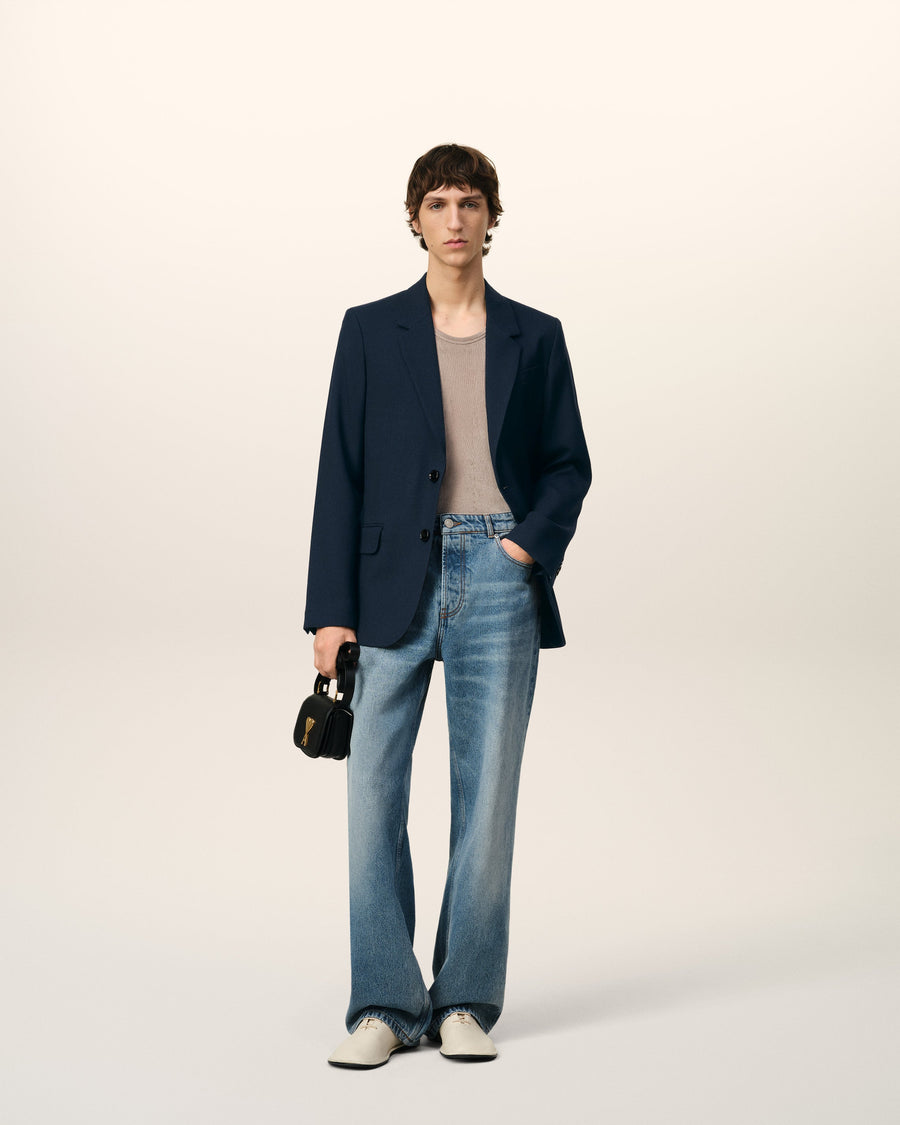 Blue Wool Two Button Jacket