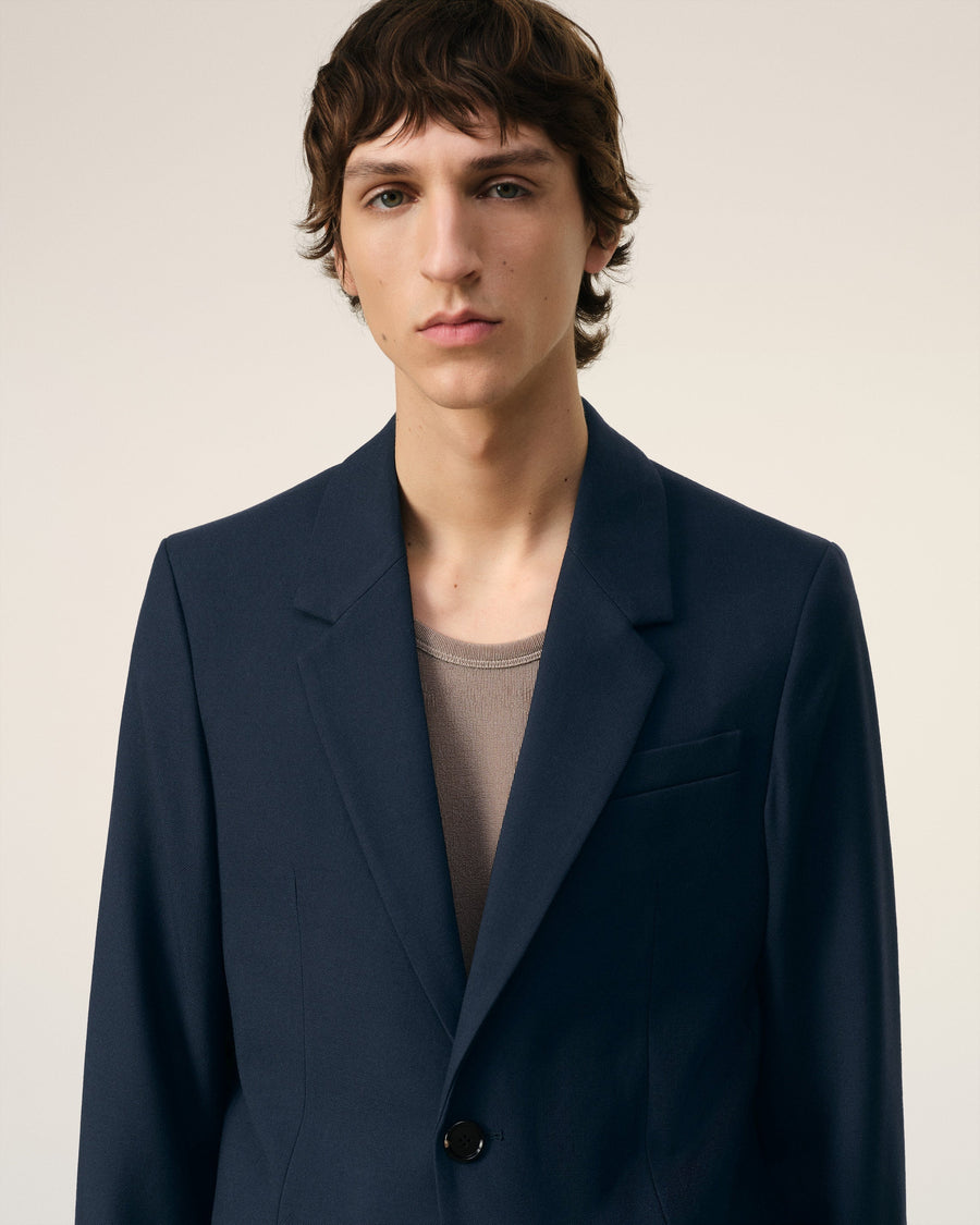 Blue Wool Two Button Jacket