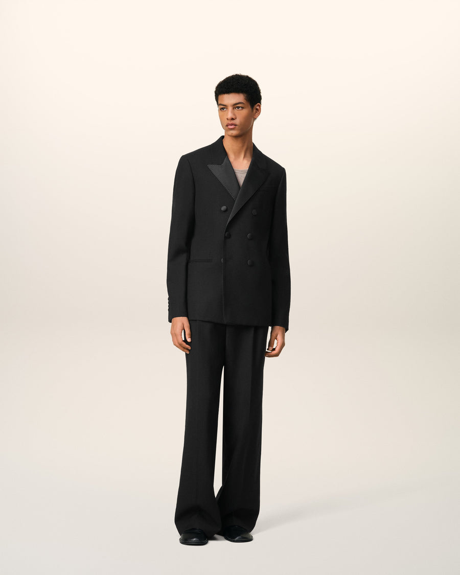 Black Wool Double Breasted Jacket