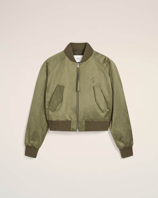 Green Cotton Satin Ami de Coeur Bomber