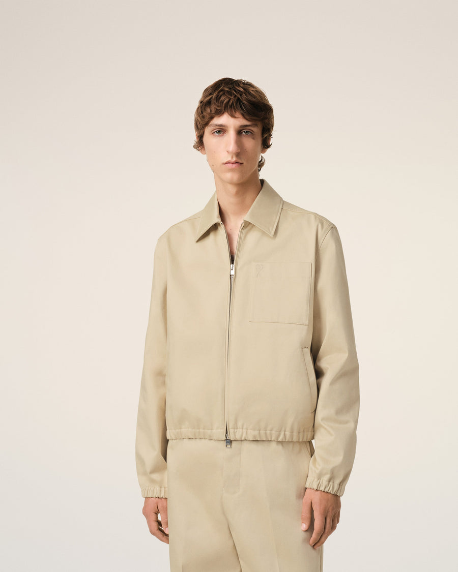 Beige Cotton Ami de Coeur Zipped Jacket