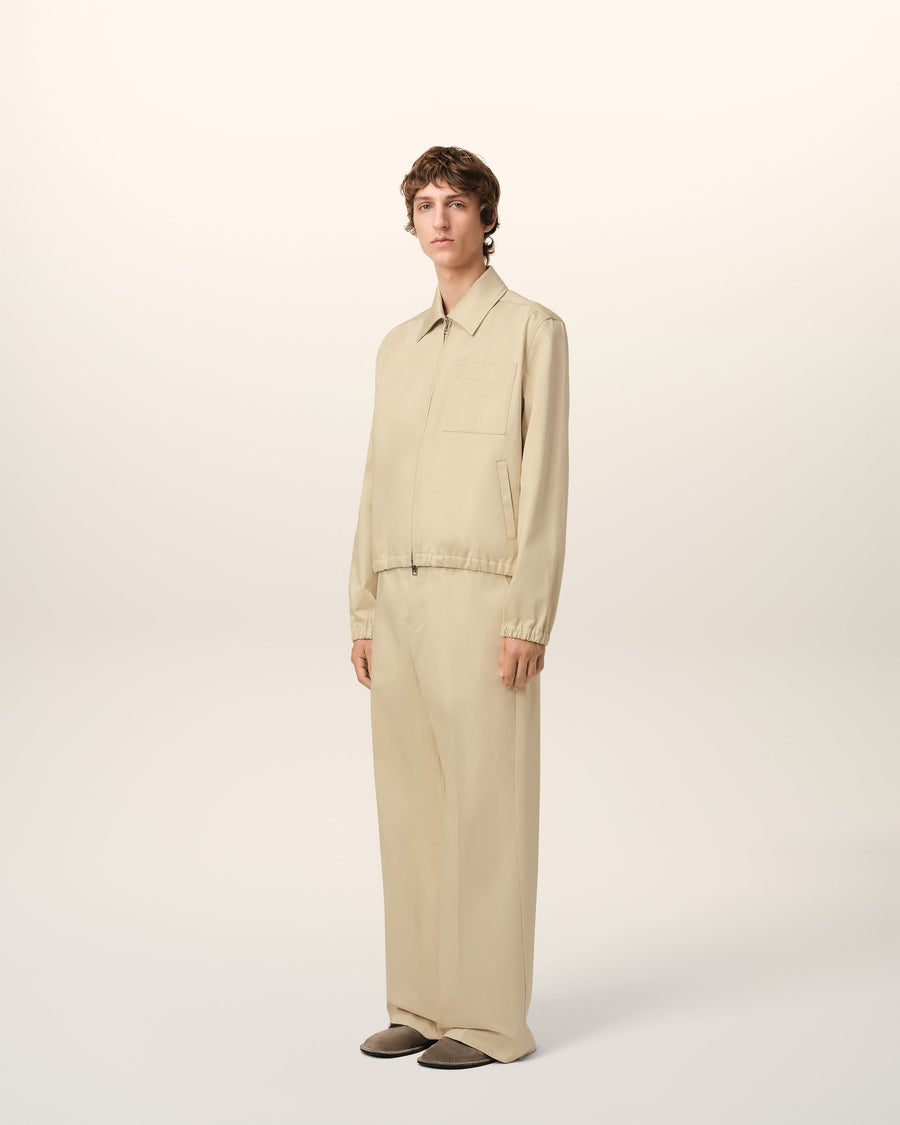Beige Cotton Ami de Coeur Zipped Jacket