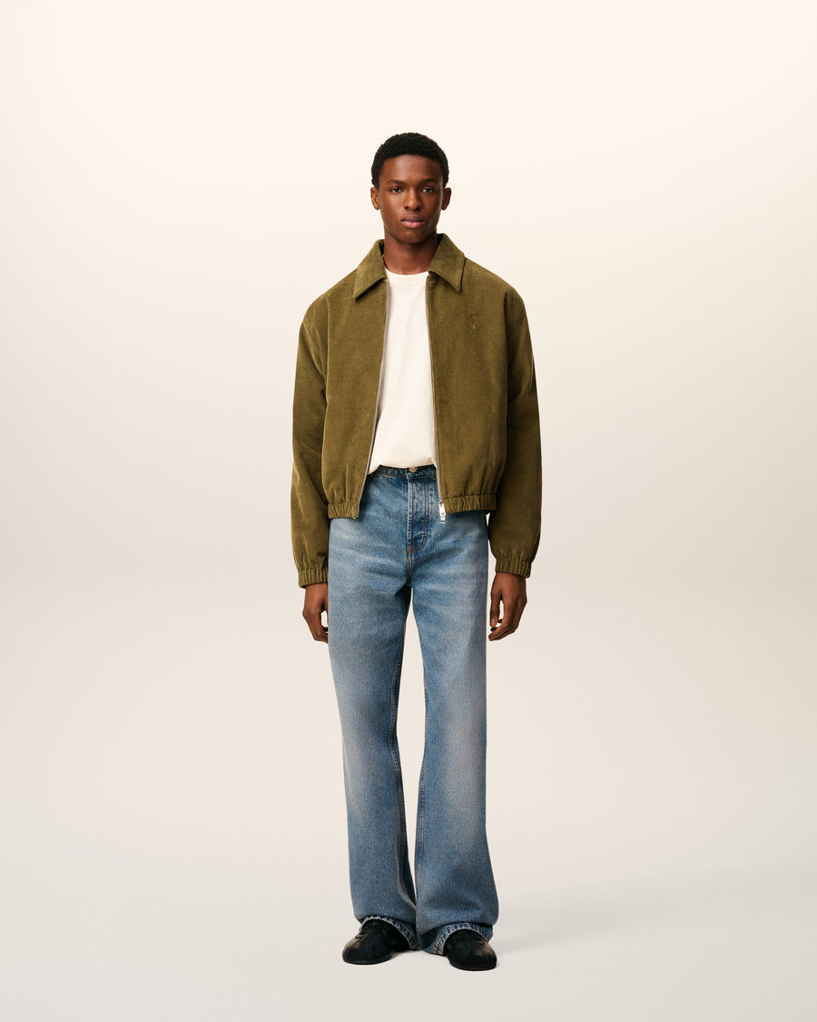 Green Cotton Ami De Coeur Padded Zipped Jacket
