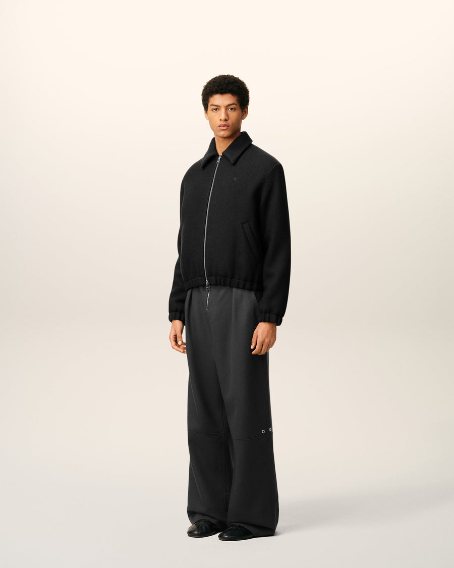 Black Cotton Ami De Coeur Padded Zipped Jacket