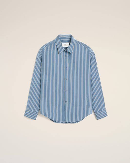 Blue Cotton Boxy Fit Shirt