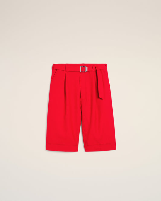 Red Wool Cargo Bermuda Short