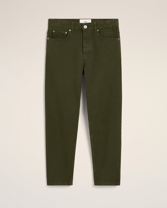 Green Cotton Tapered Fit Jeans
