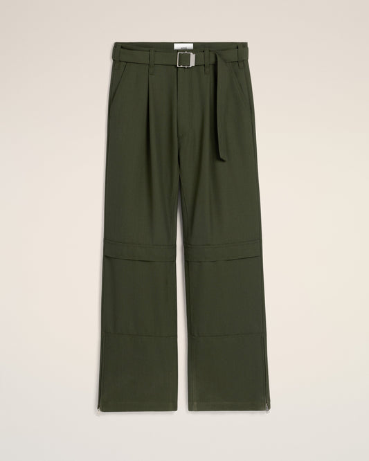 Green Wool Cargo Trousers
