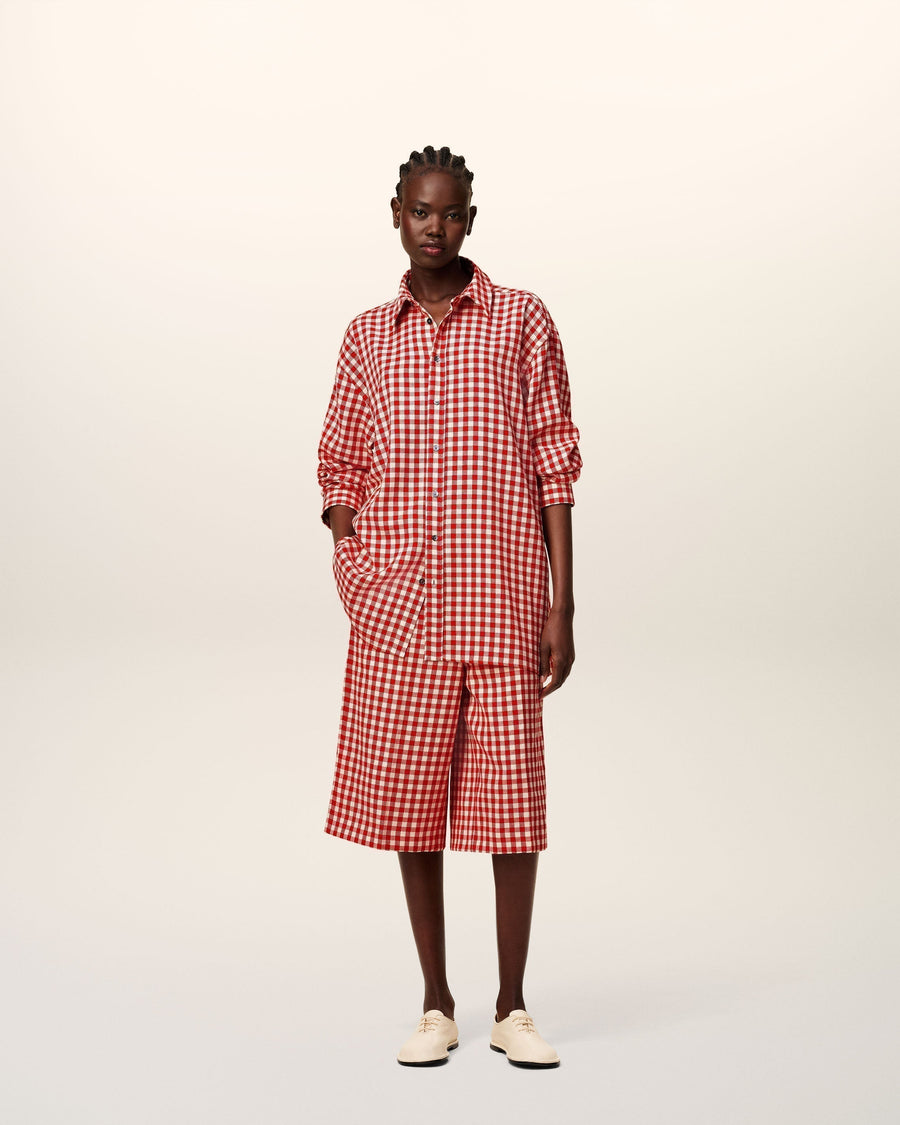 Plaid Red Wool Loose Shirt