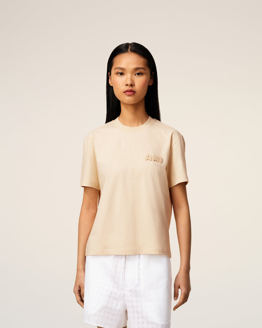 Beige Cotton Ami Patch T-Shirt