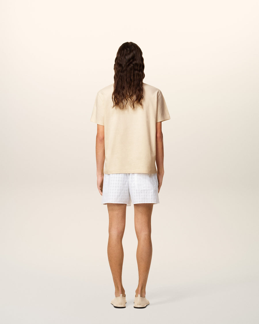 Beige Cotton Ami Patch T-Shirt