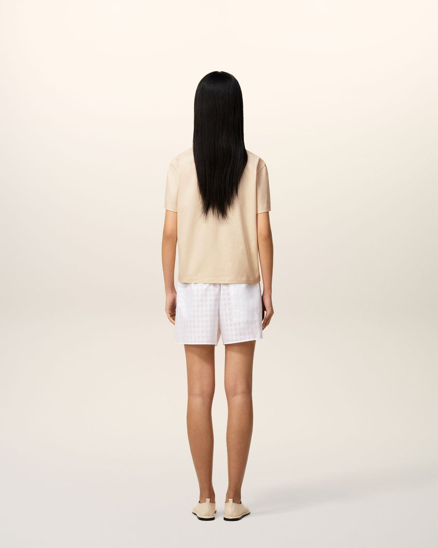 Beige Cotton Ami Patch T-Shirt