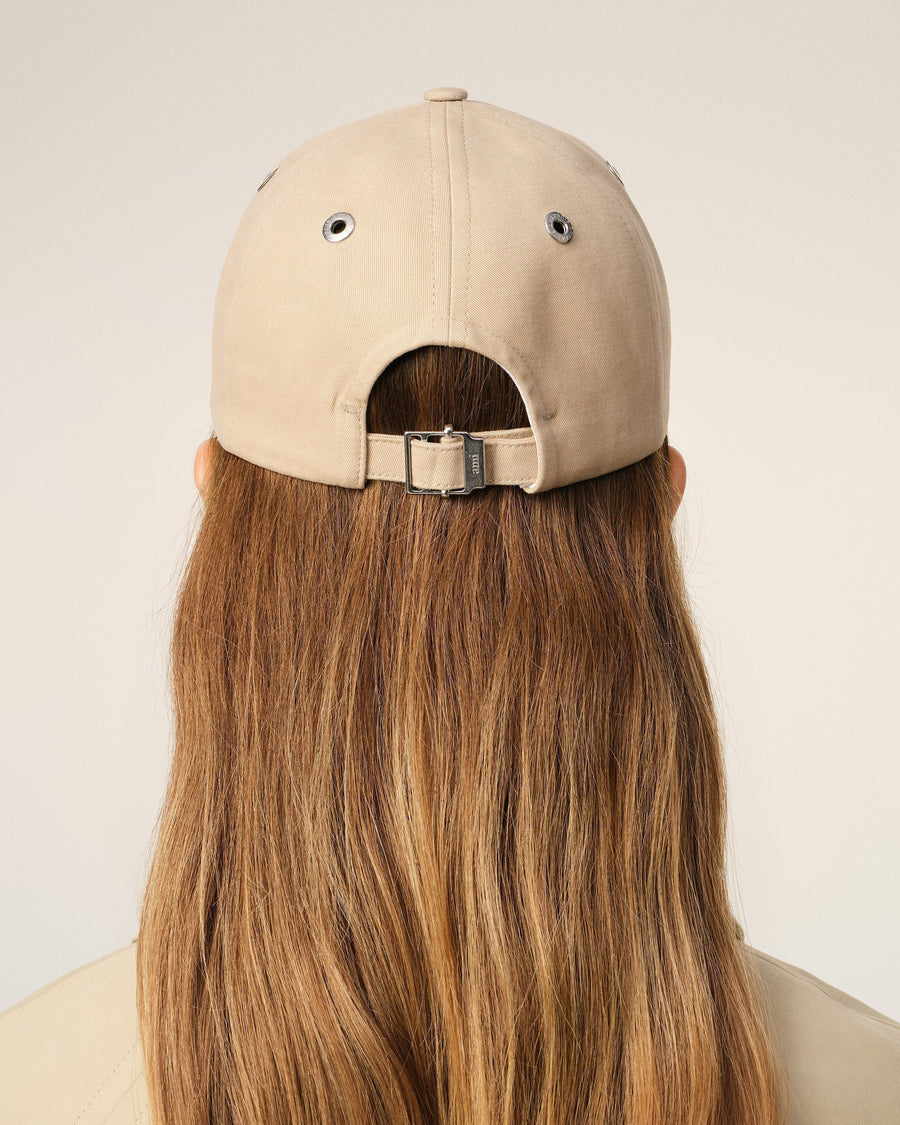 Beige Cotton Ami de Coeur Embroidery Cap