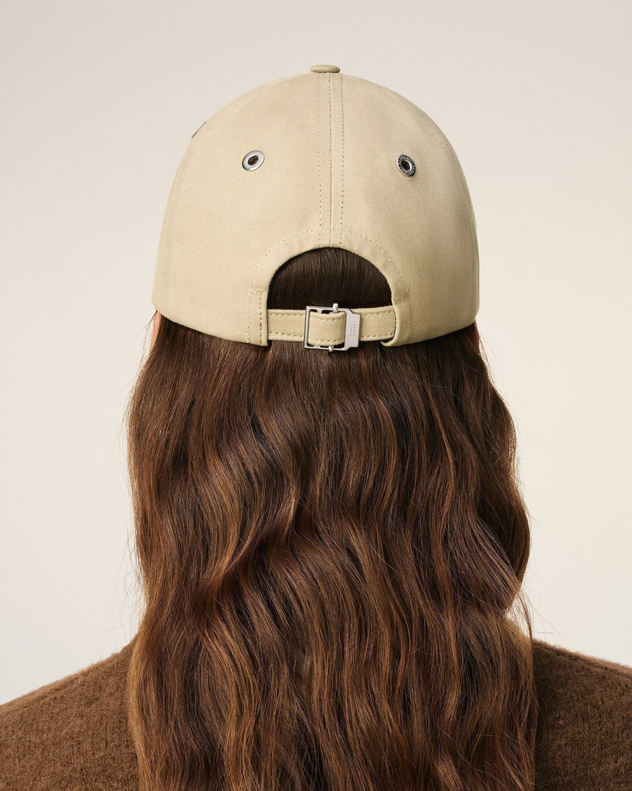 Beige Cotton Ami De Coeur Embroidery Cap