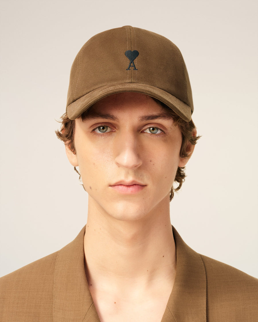 Brown Cotton Ami De Coeur Embroidery Cap