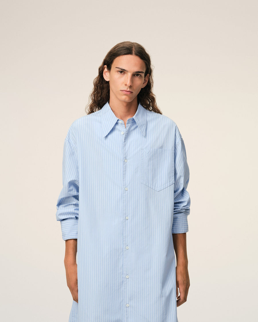 Blue Cotton Ami De Coeur Wide Shirt Dress