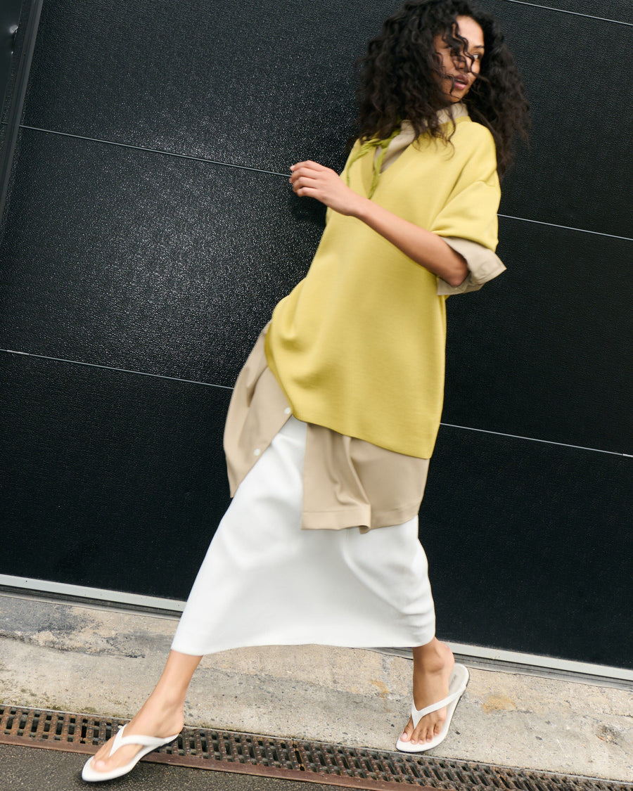 Beige New Wool Ami De Coeur Wide Shirt Dress