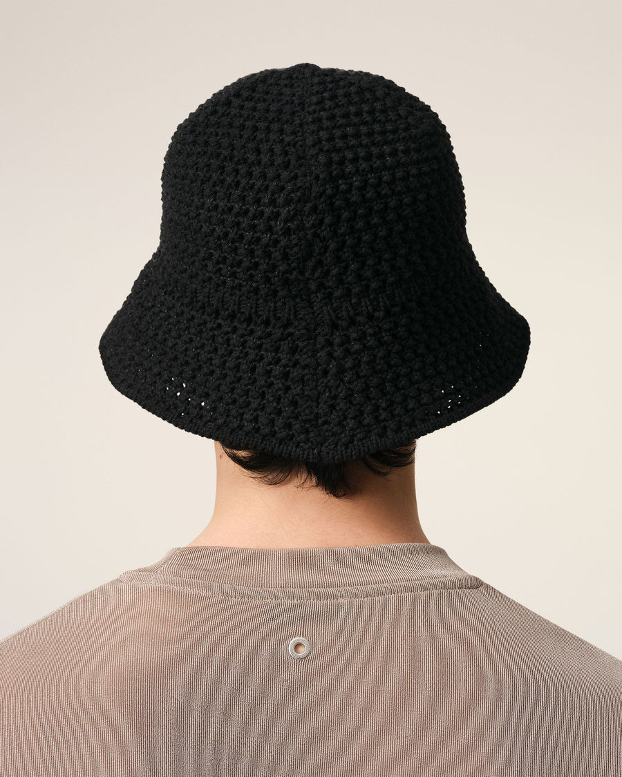 Black Knit Ami Patch Bucket Hat