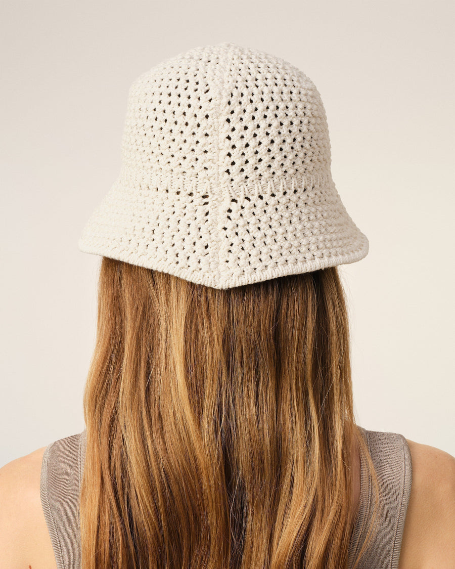 Beige Knit Ami Patch Bucket Hat
