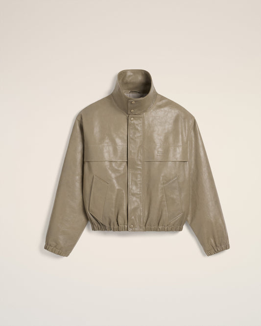 Green Leather Zipped Jacket