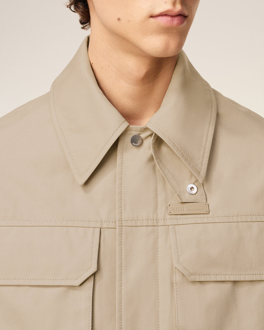 Beige Cotton Worker Jacket