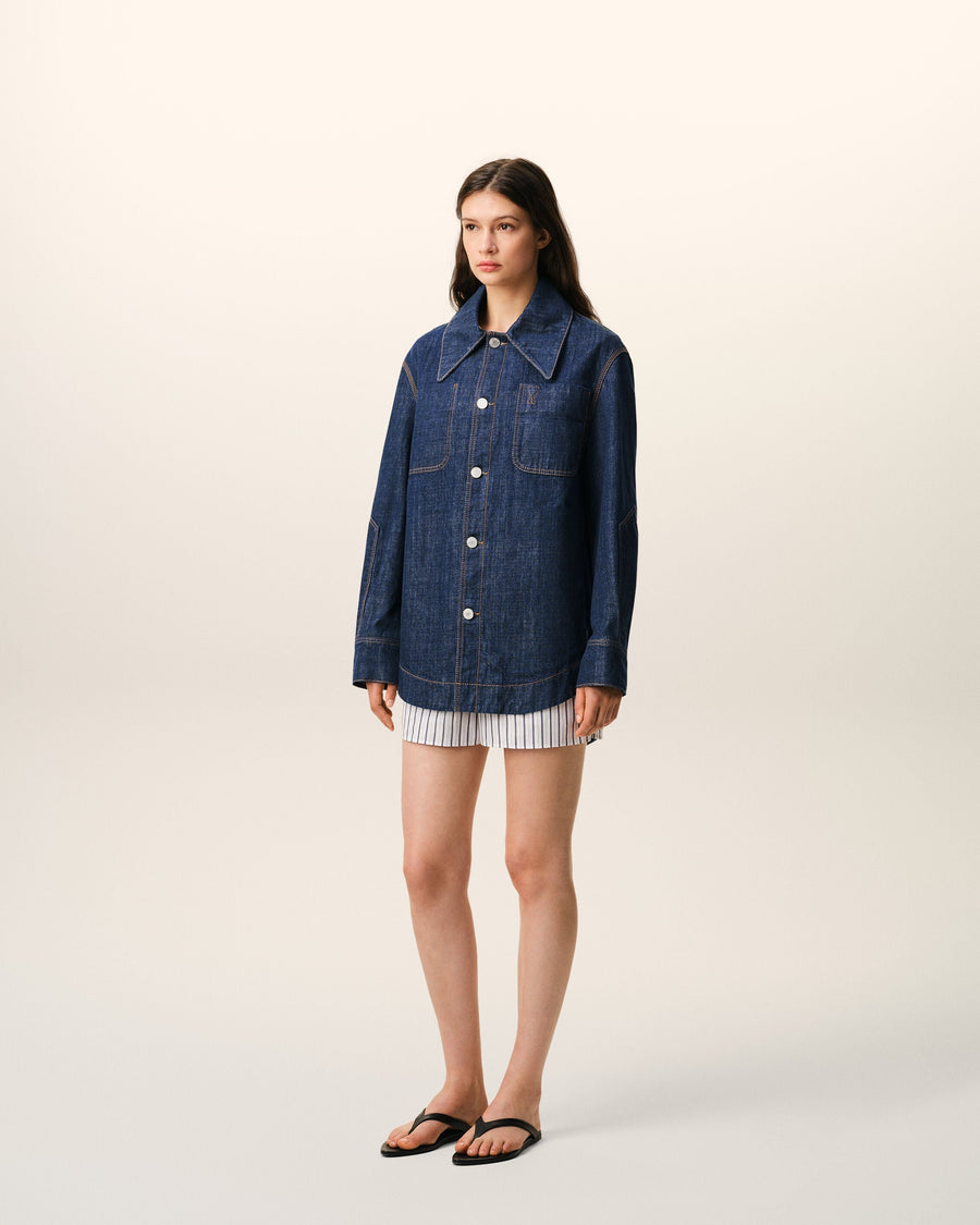 Blue Cotton Ami De Coeur Worker Overshirt