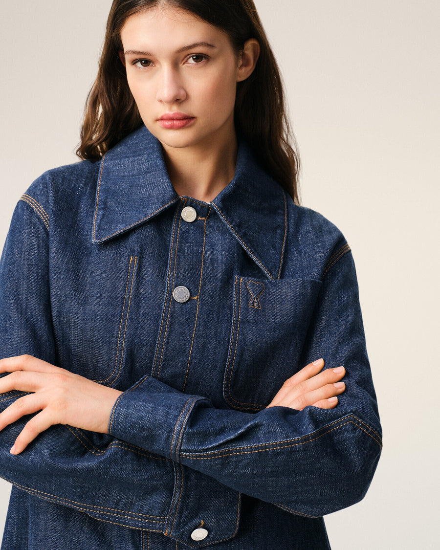 Blue Cotton Ami De Coeur Worker Overshirt