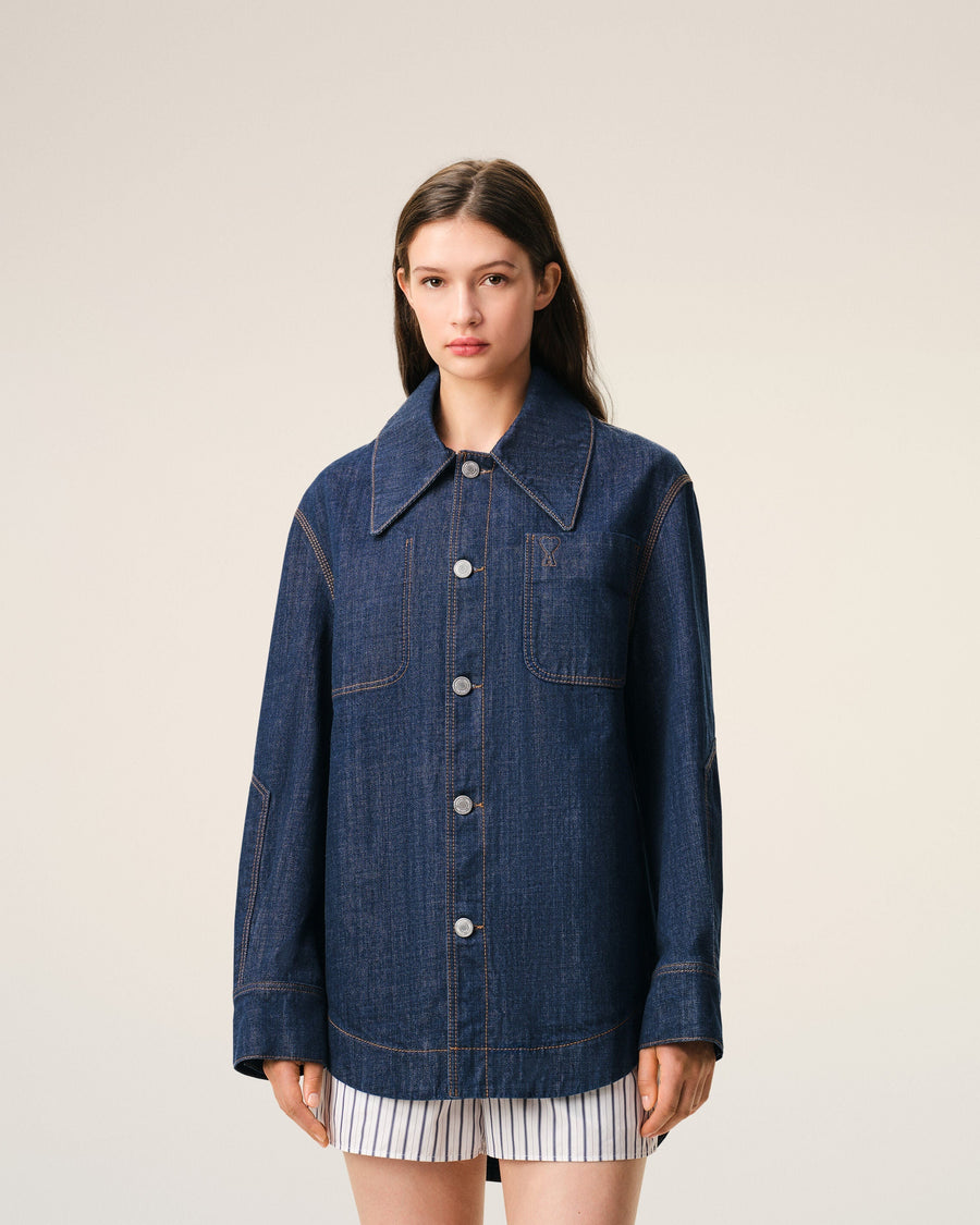Blue Cotton Ami De Coeur Worker Overshirt