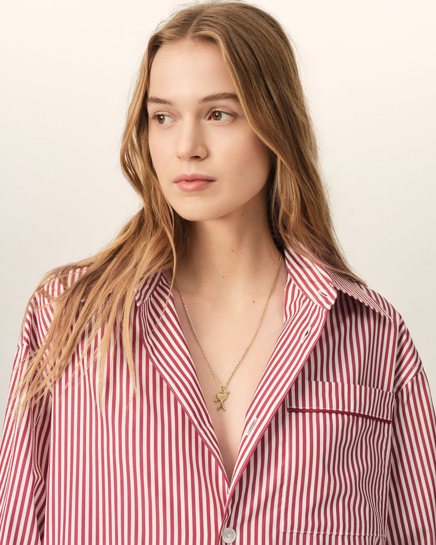 Gold brass necklace with hammered Ami de Coeur arrow
