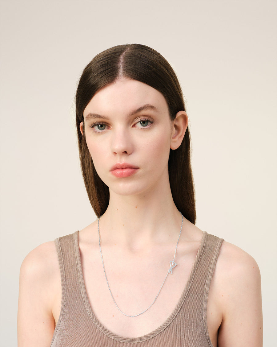 Silver Brass Ami de Coeur Chain Necklace